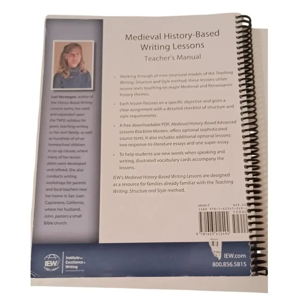 IEW Medieval History based Writing Lessons Teacher's manual 4th edition 2016